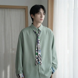 现货长袖衬衫男潮流带领带帅气港风高级感情侣衬衣FA32-P55，男装衬衫，星座1017