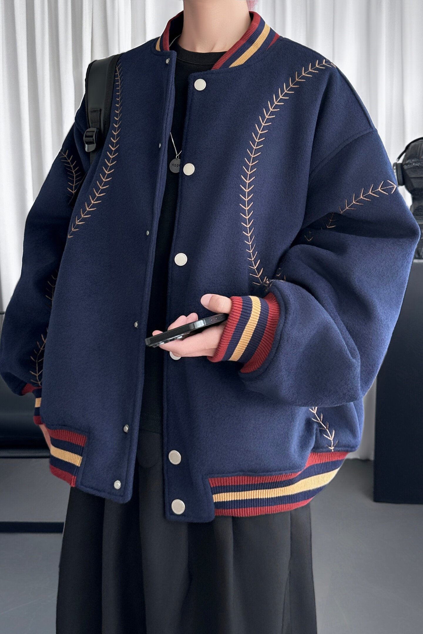 夹棉棒球服厚外套棉服男款冬美式运动棉衣上衣D5319-P138,男装棉衣,星座1017