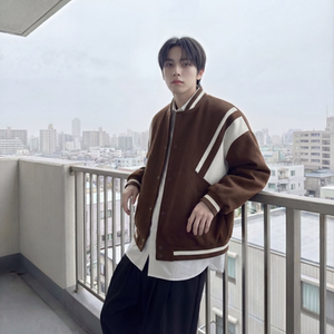 现货 撞色美式复古夹克棒球服流行外套W0023-P88控118 加绒P100图片