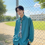 现货长袖衬衫男潮流带领带帅气港风高级感情侣衬衣FA32-P55，男装衬衫，星座1017