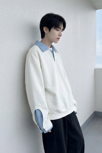 现货 春季新款翻领高级感衬衫领上衣长袖卫衣男装潮 WY212-P68图片