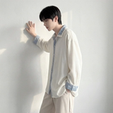 现货潮衬衫小众刺绣长袖衬衣新中式情侣外套DY877-P68，男装衬衫，星座1017