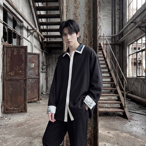 现货潮衬衫小众刺绣长袖衬衣新中式情侣外套 DY877-P68，男装衬衫，星座1017