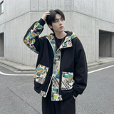 现货春款潮流涂鸦拼接夹克开衫连帽外套WT23-P75控96，男装夹克，星座1017