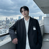 现货休闲西服男春秋宽松大码潮高级感痞帅外套西装JK342-P98，男装西服套装，星座1017