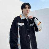 现货2026春季痞帅拼接设计感翻领夹克高级感潮流外套J24-P75，男装夹克，星座1017