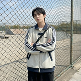 现货2026三条杠翻领夹克男宽松休闲运动外套R238-P68，男装夹克，星座1017