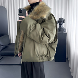 座山雕外套棉服男女款秋冬季夹克痞帅设计感毛领棉衣M9291-P158，男装夹克，星座1017