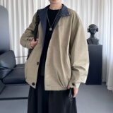 格子风衣结构外套美式复古宽松秋冬季撞色百搭外套H8321-P118，男装风衣，星座1017