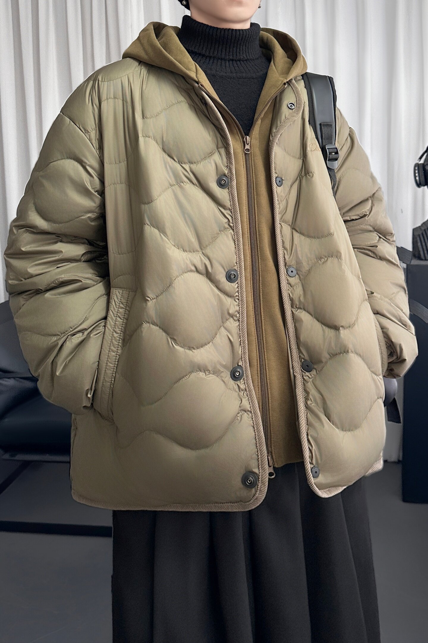 假两件连帽棉服男冬季潮牌轻薄外套M3522-P148,男装棉衣,星座1017