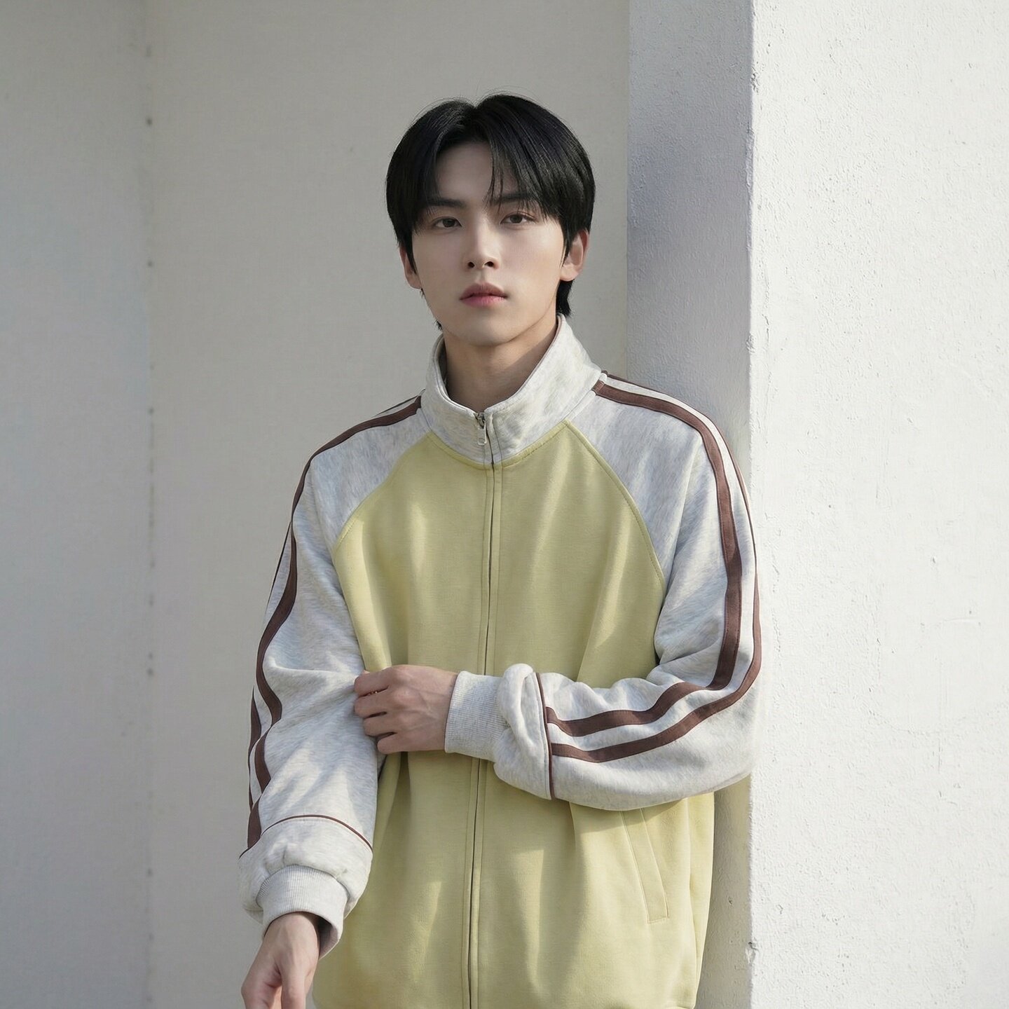 新款现货美式插肩袖立领男春季重磅开衫撞色条纹运卫衣CR711-P68，男装卫衣，星座1017