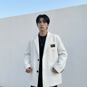 现货休闲西服男春秋宽松大码潮高级感痞帅外套西装 JK342-P98图片