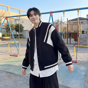 现货 撞色美式复古夹克棒球服流行外套W0023-P88控118 加绒P100图片