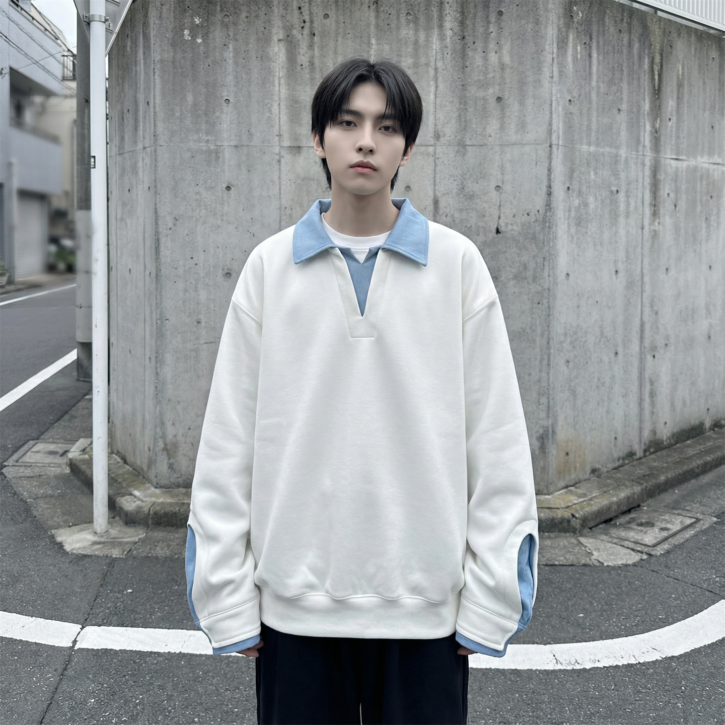 现货春季新款翻领高级感衬衫领上衣长袖卫衣男装潮WY212-P68,男装衬衫,星座1017
