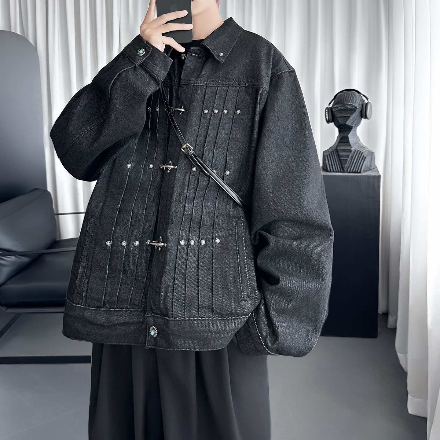美式飞机扣工装原牛夹克秋季上衣牛仔外套D1636-P138，男装工装外套，星座1017