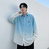 2026现货渐变长袖衬衫水洗褶皱宽松潮流休闲衬衣DS651-P58，男装衬衫，星座1017