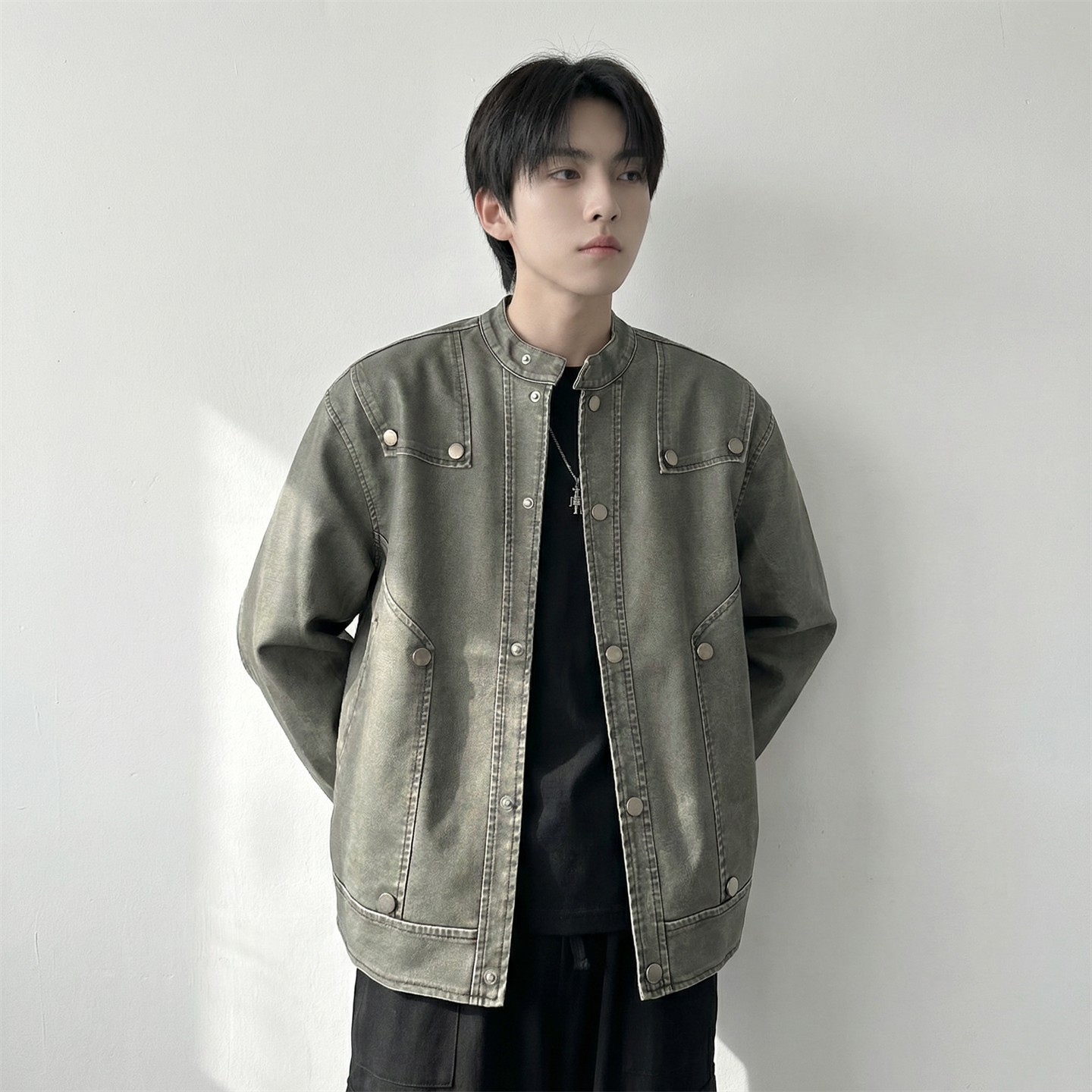 现货2026飞行夹克外套春秋薄款痞帅街头潮牌立领上衣DK568-P118，男装夹克，星座1017