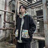 现货春款潮流涂鸦拼接夹克开衫连帽外套WT23-P75控96，男装夹克，星座1017