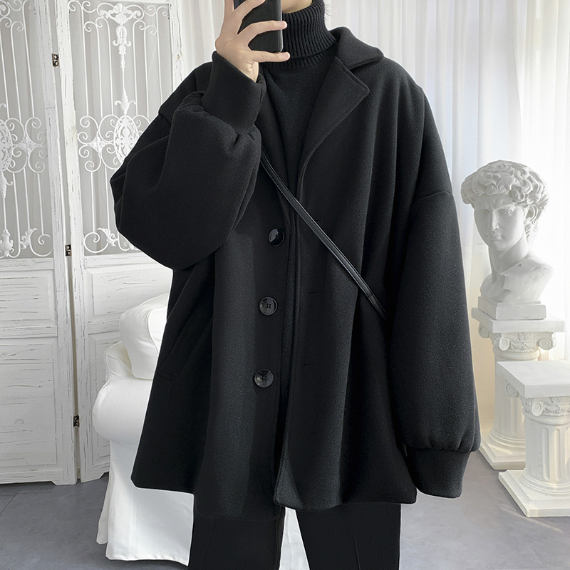 宽松毛呢大衣男西装外套纯色尼料休闲上衣1017-W121-P118，男装毛呢大衣，星座1017