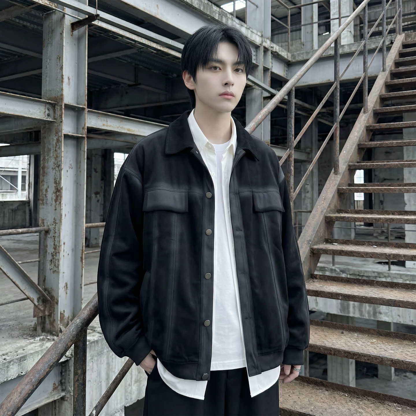 现货2026春季工装休闲夹克高级感牛仔外套JK11-P100,男装工装外套,星座1017