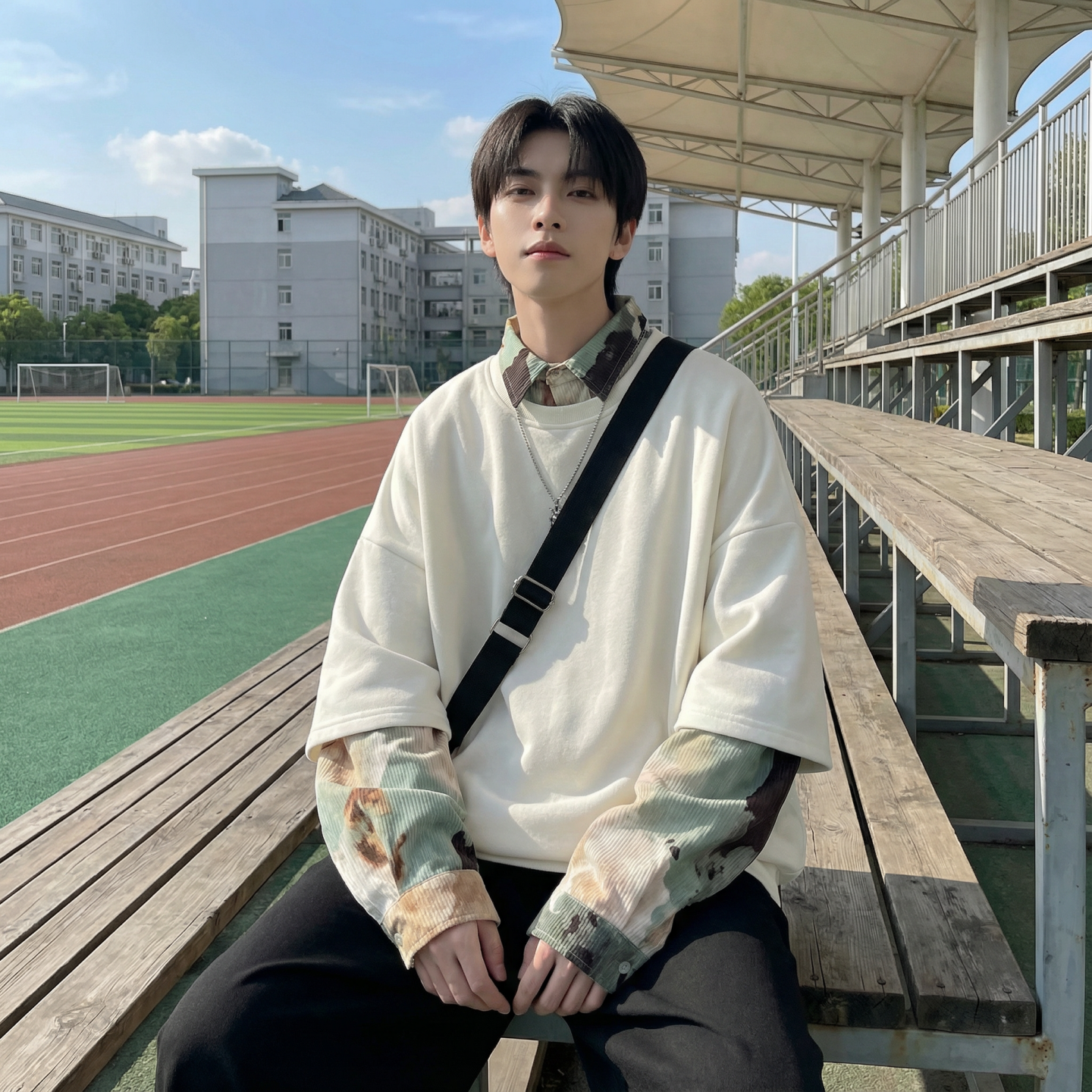 现货慵懒假两件衬衫领卫衣日系情侣碎花上衣A881-P65，男装衬衫，星座1017