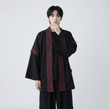 现货春秋风蟒纹印花拼接男士道袍汉服D3206-P78，男装民族服装，星座1017