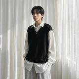 现货假两件长袖衬衫宽松衬衣港风休闲百搭上衣GK25-P58，男装衬衫，星座1017