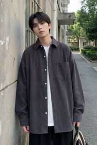 现货灯芯绒高级感长袖衬衫男休闲衬衣外套 C963-P48图片