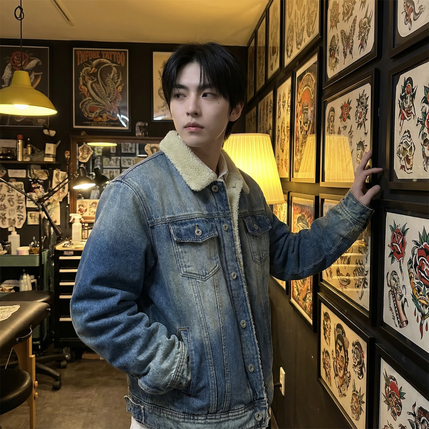 新款现货做旧羊羔绒牛仔外套保暖棉服夹克Q2053-P138，男装工装外套，星座1017