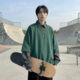 现货慵懒假两件衬衫领卫衣日系情侣碎花上衣A881-P65，男装衬衫，星座1017