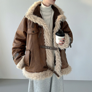 美式复古加绒羊羔毛机车服保暖冬季棉衣 W5819-P158 控198图片