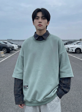 现货 2026春款假两件卫衣衬衫领复古vibe格子美式外套  A5613-P65