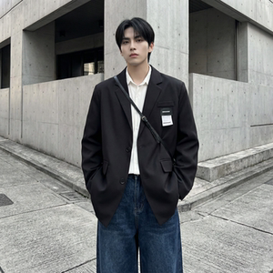 现货休闲西服男春秋宽松大码潮高级感痞帅外套西装 JK342-P98图片