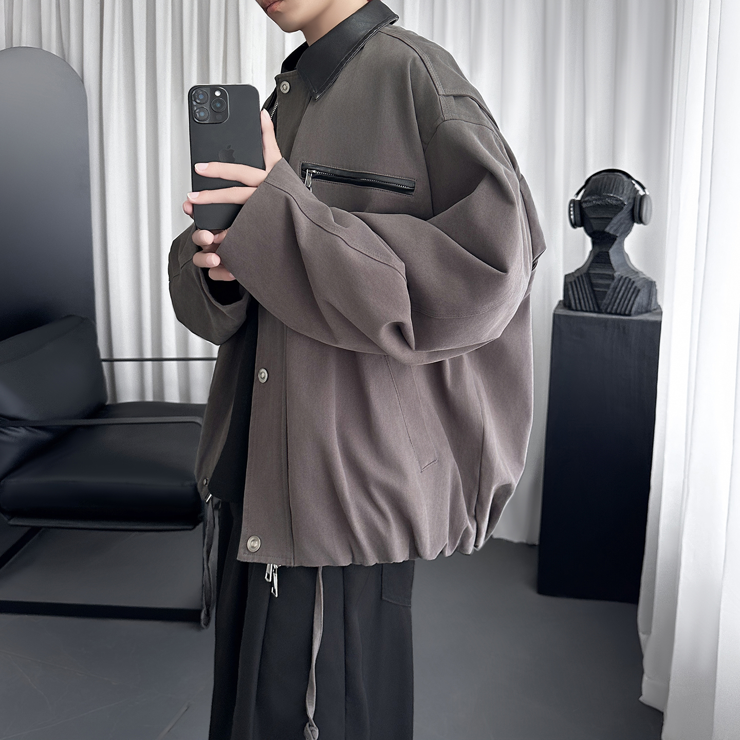 日系复古撞色做旧水洗翻领夹克休闲外穿巴恩风外套R8417-P118，男装夹克，星座1017