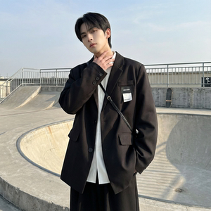 现货休闲西服男春秋宽松大码潮高级感痞帅外套西装 JK342-P98图片