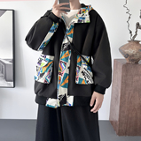 潮流涂鸦拼接夹克开衫连帽外套WD23-P75控96，男装夹克，星座1017