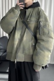 迷彩假两件棉服重磅水洗飞行服街头风外套M9881-P148，男装棉衣，星座1017