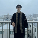 现货春秋风蟒纹印花拼接男士道袍汉服D3206-P78，男装民族服装，星座1017