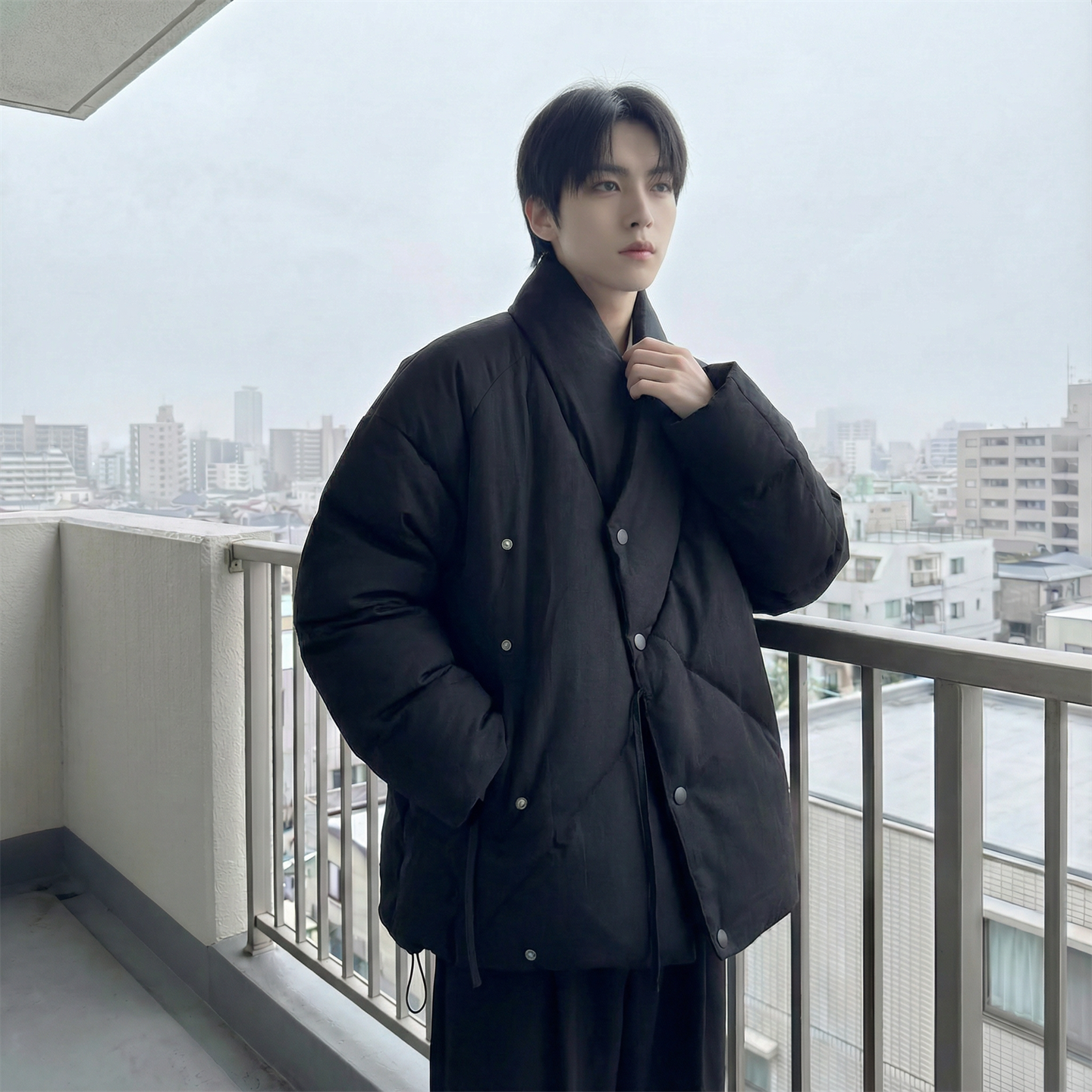 现货棉服男款新中式男装高级感无领设计外套M0845-P110控138，男装棉衣，星座1017