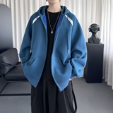 撞色开衫连帽卫衣美式重磅外套青少年感休闲运动上衣DR219-P68，女装短外套，星座1017