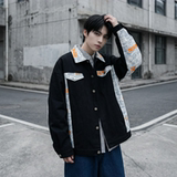 现货2026春季痞帅拼接设计感翻领夹克高级感潮流外套J24-P75，男装夹克，星座1017