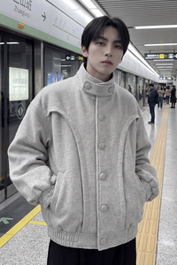 现货 美式复古加厚休闲外套韩版宽松立领短款外套 GK801-P118图片