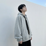 现货烫钻可拆卸领带设计连帽卫衣重磅细闪宽松慵懒外套W2056-P89，女装短外套，星座1017