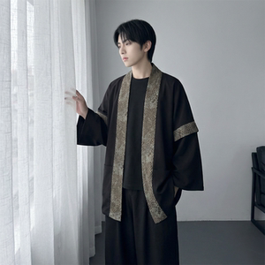 现货 春秋风蟒纹印花拼接男士道袍汉服 D3206-P78图片