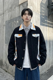 现货2026春季痞帅拼接设计感翻领夹克高级感潮流外套J24-P75，男装夹克，星座1017