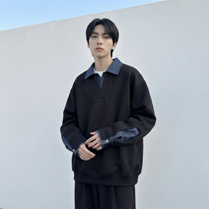 现货春季新款翻领高级感衬衫领上衣长袖卫衣男装潮WY212-P68