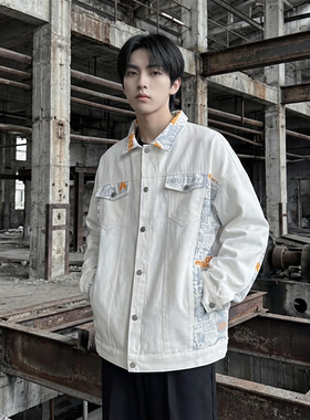 现货 2026春季痞帅拼接设计感翻领夹克高级感潮流外套  J24-P75