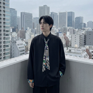 现货长袖衬衫男潮流带领带帅气港风高级感情侣衬衣 FA32-P55，男装衬衫，星座1017