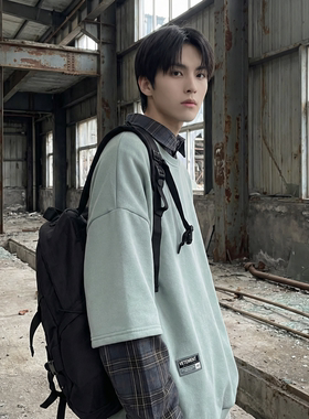 现货 2026春款假两件卫衣衬衫领复古vibe格子美式外套  A5613-P65