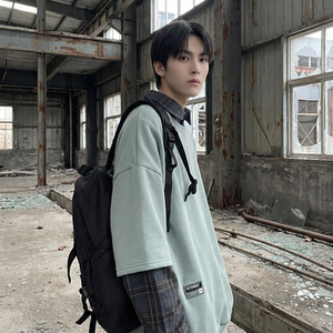 现货 2026春款假两件卫衣衬衫领复古vibe格子美式外套 A5613-P65，男装衬衫，星座1017